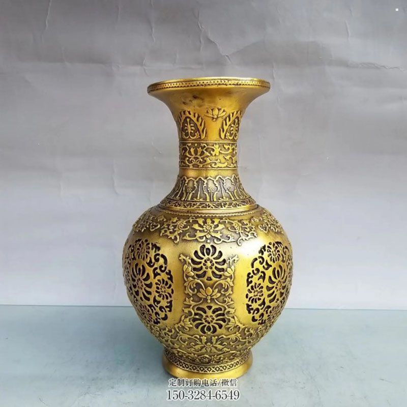 钢结构铜花瓶雕塑 景观艺术雕塑承接 花瓶铜雕塑订做通用