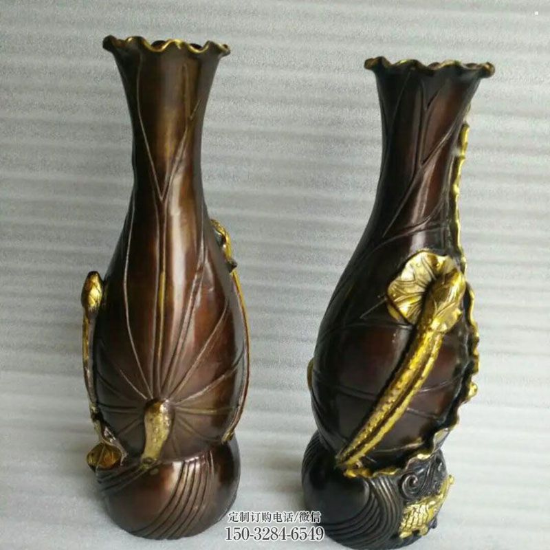 企业铜花瓶雕塑 雕塑展示提供 景观镂空花瓶铜雕塑定做