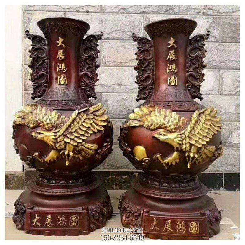 企业铜花瓶雕塑 景观艺术雕塑承接 商场花瓶铜雕塑常用