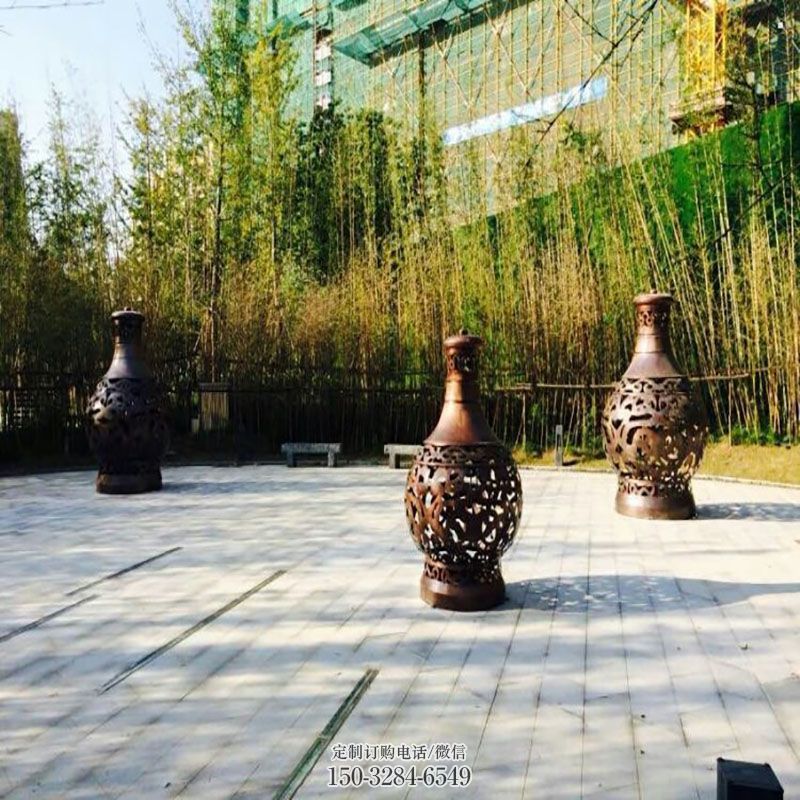 中式铜花瓶雕塑 园林景观雕塑精选 园林花瓶铜雕塑摆件订做